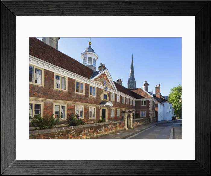 Framed Print : England, Wiltshire, Salisbury, Salisbury Cathedral Close and Cathedral Spire Framed Print : England, Wiltshire, Salisbury, Salisbury Cathedral Close and Cathedral Spire