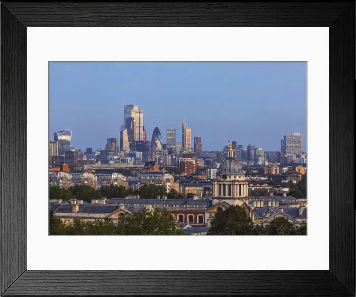 Framed Print : England, London, Greenwich, View of London City Skyline from Greenwich Park Framed Print : England, London, Greenwich, View of London City Skyline from Greenwich Park