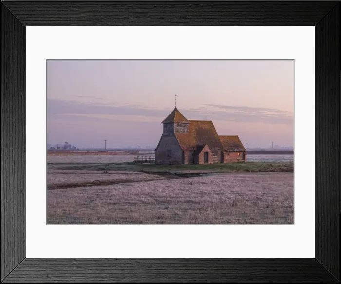 Framed Print : England, Kent, Romney Marsh, Fairfield, St. Thomas Becket Church in Winter Framed Print : England, Kent, Romney Marsh, Fairfield, St. Thomas Becket Church in Winter