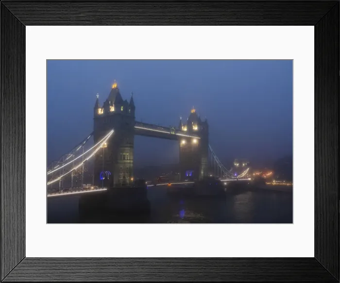 Framed Print : England, London, River Thames and Tower Bridge in the Early Morning Mist