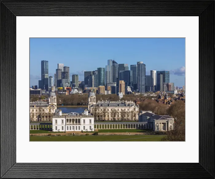 Framed Print : England, London, Greenwich, Canary Wharf Skyline View from Greenwich Park Framed Print : England, London, Greenwich, Canary Wharf Skyline View from Greenwich Park