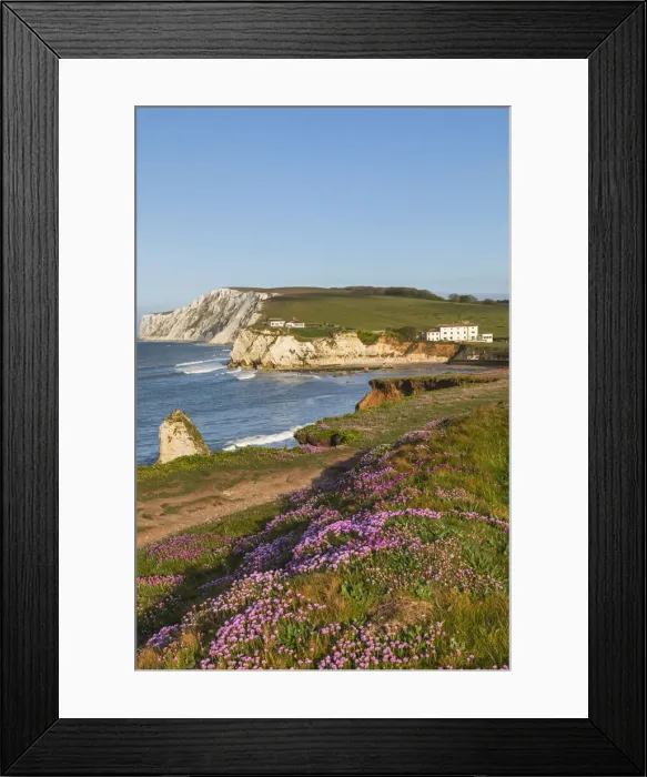 Framed Print : England, Isle of Wight, Tennyson Down, Cliff Top View Looking Towards Freshwater Bay Framed Print : England, Isle of Wight, Tennyson Down, Cliff Top View Looking Towards Freshwater Bay