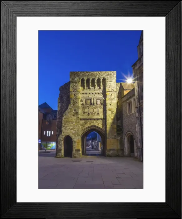 Framed Print : England, Hampshire, Winchester, The Medieval Westgate Illuminated at Night Framed Print : England, Hampshire, Winchester, The Medieval Westgate Illuminated at Night