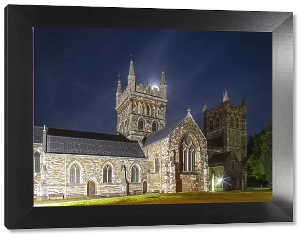 England, Dorset, Wimborne, Wimborne Minster Church at Night