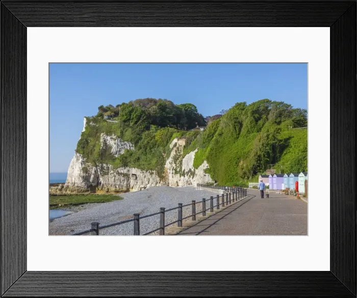 Framed Print : England, Kent, St. Margarets Bay, Beach and Beach Huts Framed Print : England, Kent, St. Margarets Bay, Beach and Beach Huts