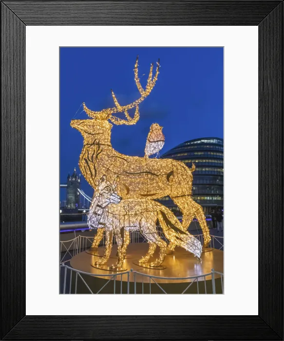 Framed Print : England, London, Southwark, More London Riverside Complex, Christmas Lights depicting a Reindeer Framed Print : England, London, Southwark, More London Riverside Complex, Christmas Lights depicting a Reindeer
