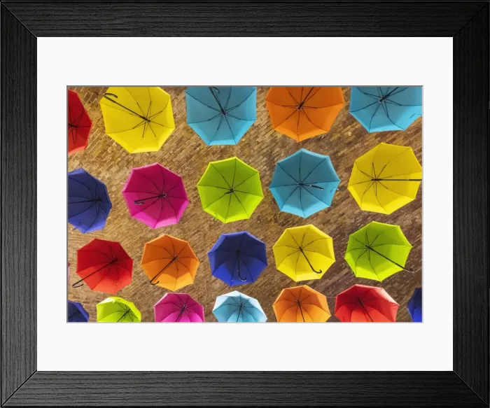 Framed Print : England, London, Southwark, London Bridge City, London Bridge Train Station, Exhibition of Colourful Umbrellas Framed Print : England, London, Southwark, London Bridge City, London Bridge Train Station, Exhibition of Colourful Umbrellas