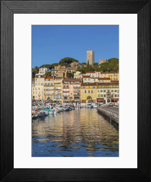 Framed Print : France, French Riviera, Cote d Azur, Cannes, Le Vieux Port and Le Suquet Area Skyline