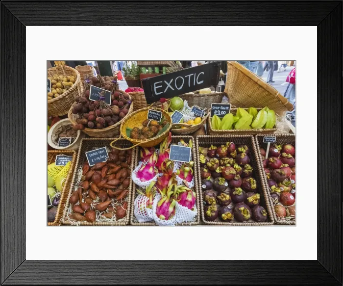 Framed Print : Borough Market, Display of Exotic Fruit, Southwark, London, England Framed Print : Borough Market, Display of Exotic Fruit, Southwark, London, England