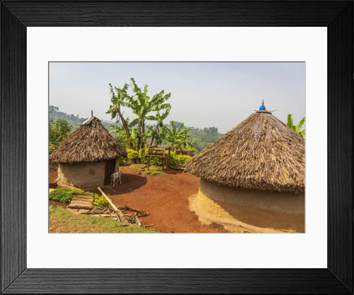 Framed Print : Africa, Uganda, Sipi Falls. A traditional rural homestead Framed Print : Africa, Uganda, Sipi Falls. A traditional rural homestead