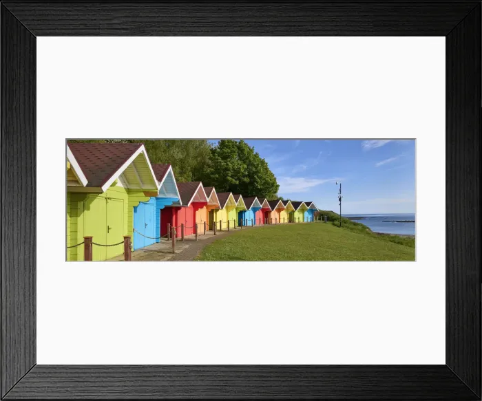 Framed Print : UK, England, Yorkshire, Scarborough, Beach Huts on North Bay beach