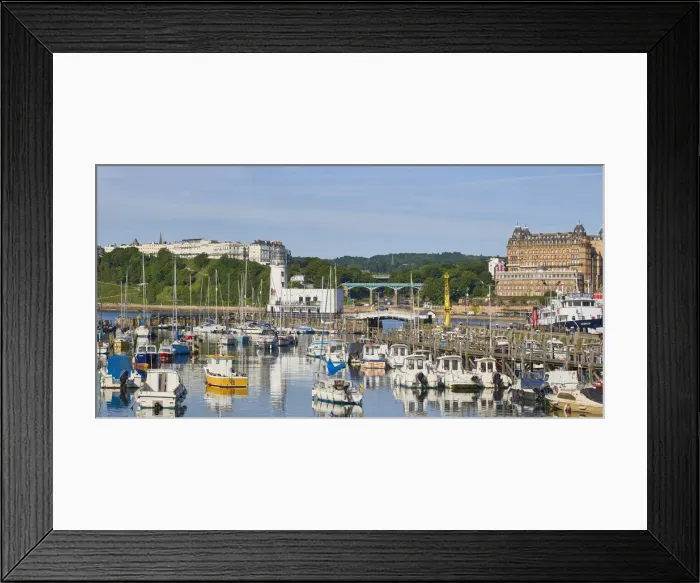 Framed Print : UK, England, Yorkshire, Scarborough, View of South Bay, looking towards the lighthouse and Grand Hotel Framed Print : UK, England, Yorkshire, Scarborough, View of South Bay, looking towards the lighthouse and Grand Hotel