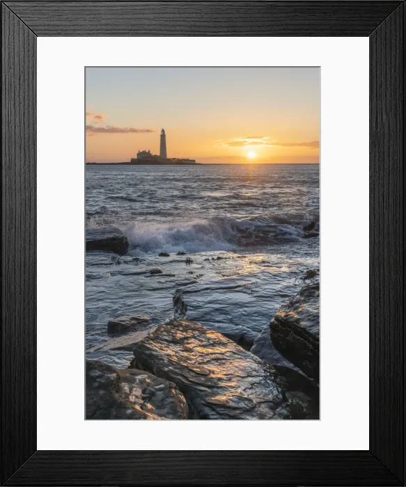 Framed Print : UK, England, Tyne and Wear, North Tyneside, Whitley Bay, St Marys Island, St. Marys Lighthouse at sunrise Framed Print : UK, England, Tyne and Wear, North Tyneside, Whitley Bay, St Marys Island, St. Marys Lighthouse at sunrise