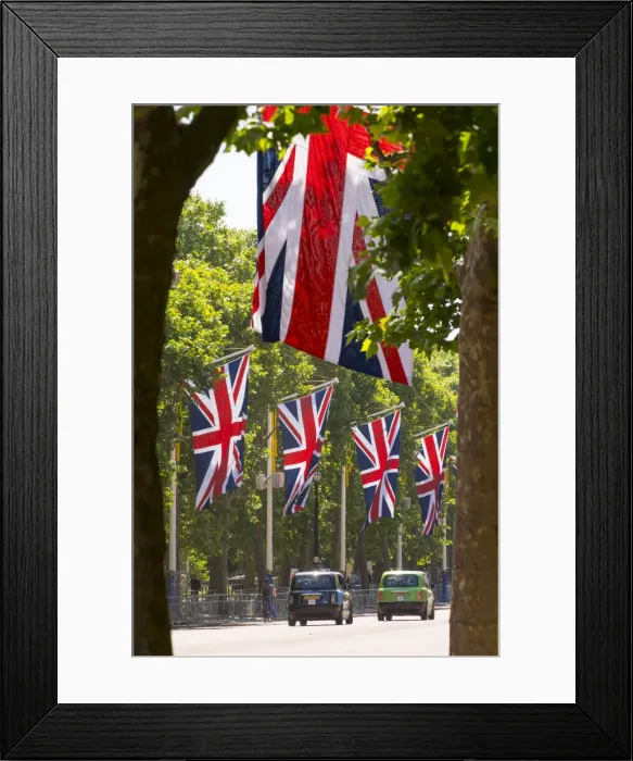 Framed Print : Union Jack flags along The Mall, London, England, UK Framed Print : Union Jack flags along The Mall, London, England, UK