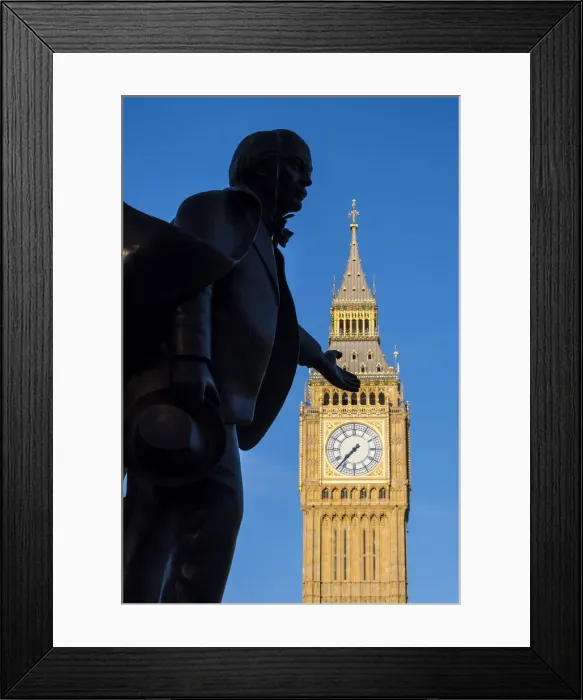 Framed Print : Lloyd George statue, Big Ben & Parliament Square, London, England, UK Framed Print : Lloyd George statue, Big Ben & Parliament Square, London, England, UK