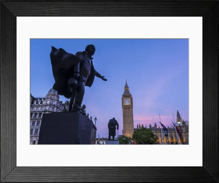 Framed Print : Lloyd George statue, Big Ben & Parliament Square, London, England, UK Framed Print : Lloyd George statue, Big Ben & Parliament Square, London, England, UK