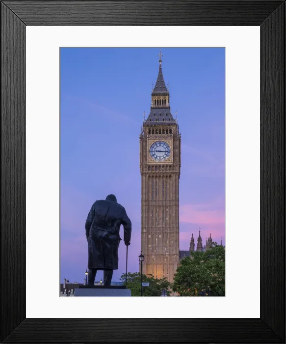 Framed Print : Churchill Statue, Big Ben & Parliament Square, London, England, UK Framed Print : Churchill Statue, Big Ben & Parliament Square, London, England, UK