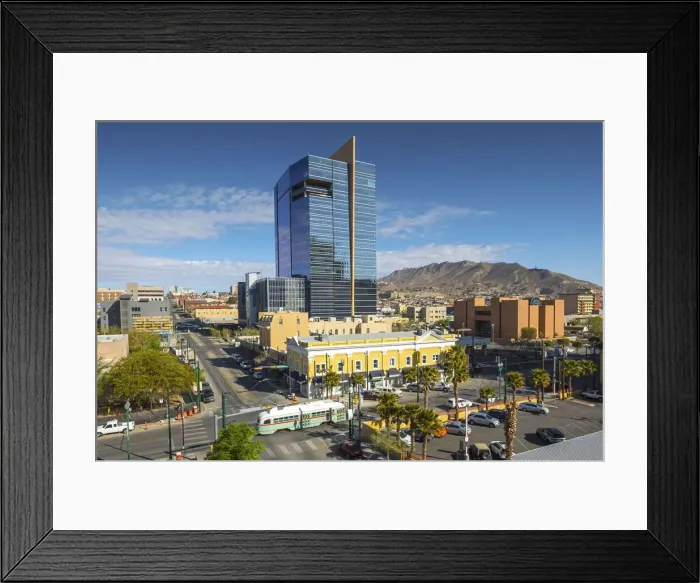 Framed Print : USA, Texas, El Paso, Bordertown, Retro Bus, Franklin Mountains Framed Print : USA, Texas, El Paso, Bordertown, Retro Bus, Franklin Mountains