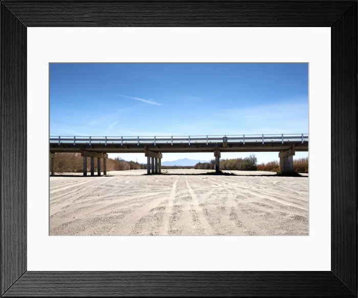 Framed Print : New Mexico, La Mesa, Rio Grande, Dry Riverbed, Bridge Crossing River, Climate Change, Rio Grande Valley