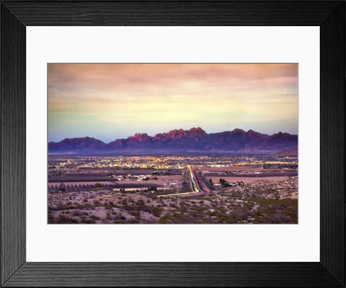 Framed Print : New Mexico, Las Cruces, Organ Mountains, Mesilla Valley, Interstate 10