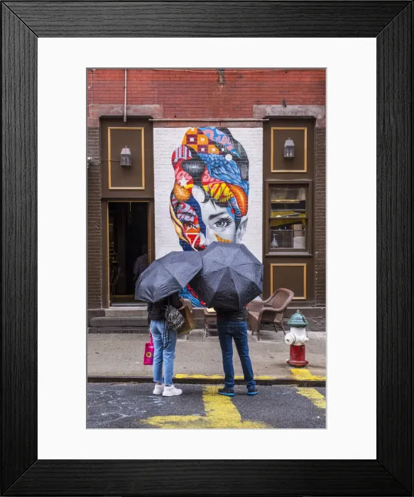 Framed Print : Wall mural of Audrey Hepburn by Tristan Eaton, Little Italy, Manhattan, New York City, USA Framed Print : Wall mural of Audrey Hepburn by Tristan Eaton, Little Italy, Manhattan, New York City, USA