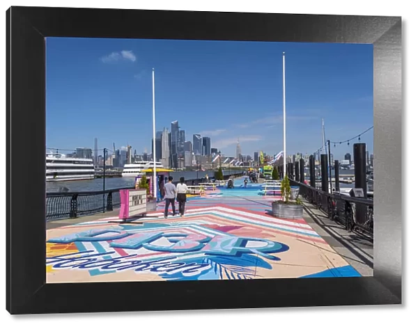 Hoboken Pier and Manhattan, New York City, USA