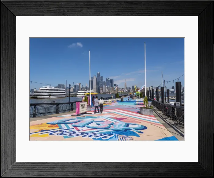 Framed Print : Hoboken Pier and Manhattan, New York City, USA Framed Print : Hoboken Pier and Manhattan, New York City, USA