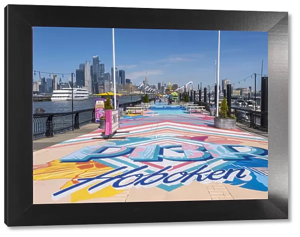 Hoboken Pier and Manhattan, New York City, USA