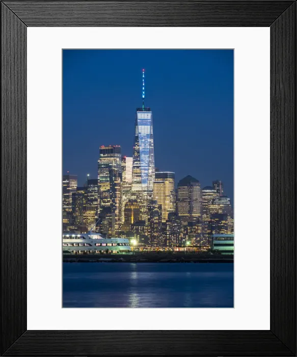 Framed Print : One World Trade Center, Lower Manhattan (downtown) from New Jersey, New York City, USA