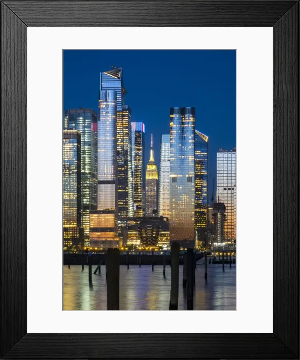 Framed Print : Hudson Yards & Empire State Building from New Jersey, Manhattan, New York City, USA Framed Print : Hudson Yards & Empire State Building from New Jersey, Manhattan, New York City, USA