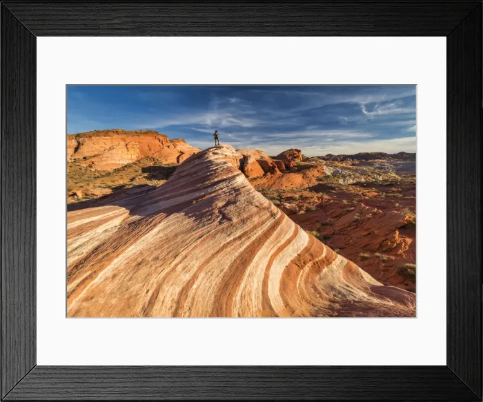 Framed Print : Hiker on Fire Wave, Valley of Fire State Park, Nevada, USA Framed Print : Hiker on Fire Wave, Valley of Fire State Park, Nevada, USA