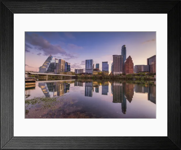 Framed Print : Austin Skyline Reflecting in Colorado River, Texas, USA Framed Print : Austin Skyline Reflecting in Colorado River, Texas, USA
