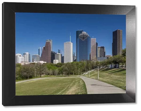 Houston Skyline from Buffalo Bayou Park, Houston, Texas, USA