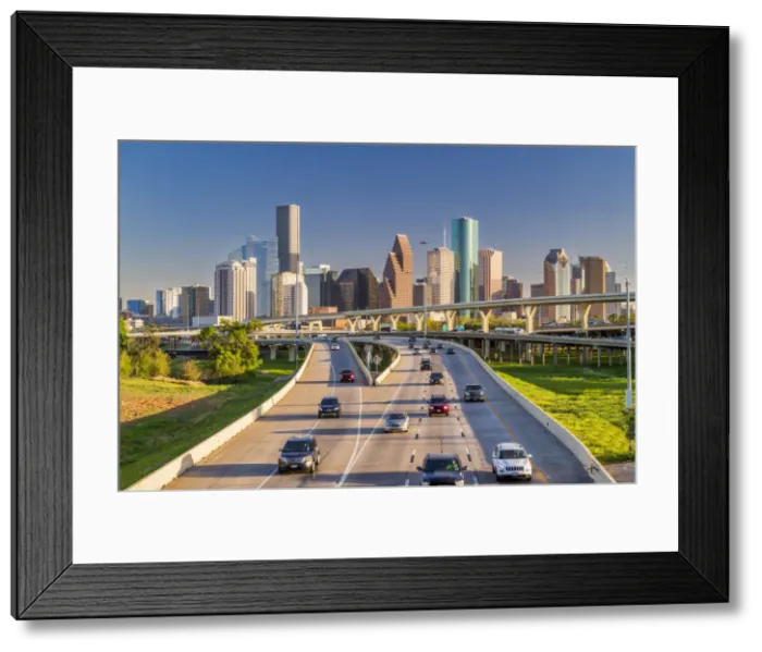 Framed Print : Houston Skyline & Freeway, Houston, Texas, USA Framed Print : Houston Skyline & Freeway, Houston, Texas, USA