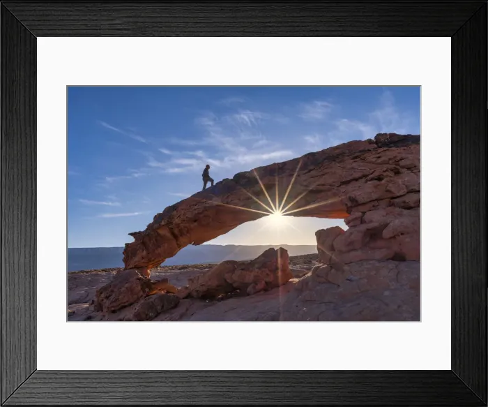 Framed Print : Person on Sunset Arch, Grand Staircase Escalante National Monument, Utah, USA Framed Print : Person on Sunset Arch, Grand Staircase Escalante National Monument, Utah, USA