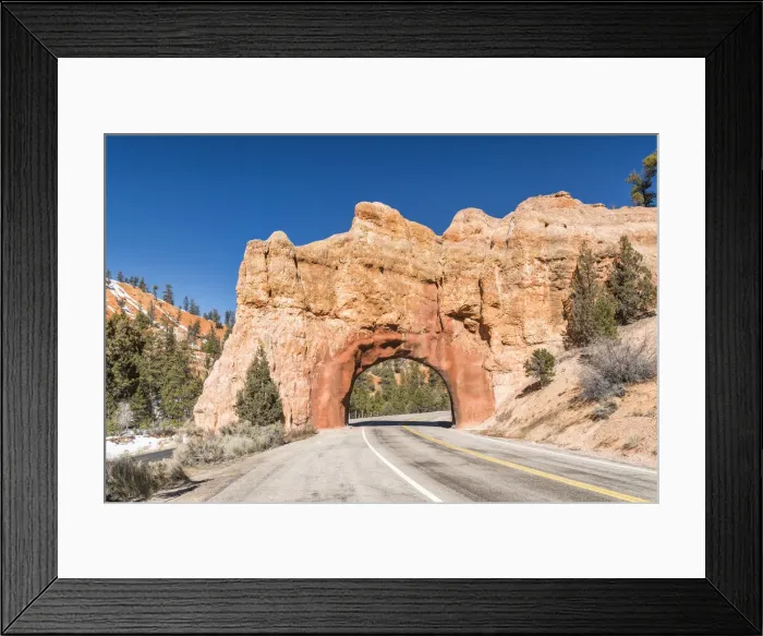Framed Print : Road through Rock Archway, near Bryce Canyon National Park, Utah, USA Framed Print : Road through Rock Archway, near Bryce Canyon National Park, Utah, USA