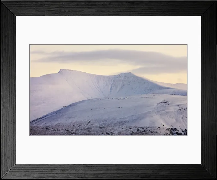 Framed Print : Snow covered Pen y Fan and Corn Du mountains in the Brecon Beacons National Park, Powys, Wales, UK. Winter (January) 2010 Framed Print : Snow covered Pen y Fan and Corn Du mountains in the Brecon Beacons National Park, Powys, Wales, UK. Winter (January) 2010