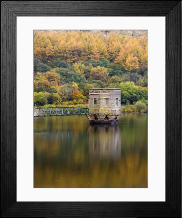 Framed Print : Talybont Reservoir Valve Tower and autumn foliage, Brecon Beacons National Park, Powys, Wales, UK. Autumn (October) 2009 Framed Print : Talybont Reservoir Valve Tower and autumn foliage, Brecon Beacons National Park, Powys, Wales, UK. Autumn (October) 2009