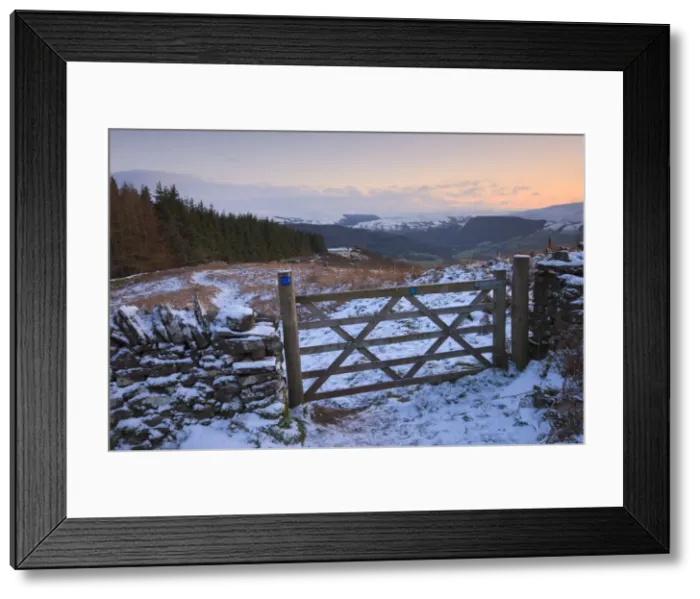 Framed Print : Snow covered gate and hilltop footpath on Allt yr Esgair with views to the Brecon Beacons mountains, Brecon Beacons National Park, Powys, Wales, UK. Winter (January) 2010 Framed Print : Snow covered gate and hilltop footpath on Allt yr Esgair with views to the Brecon Beacons mountains, Brecon Beacons National Park, Powys, Wales, UK. Winter (January) 2010