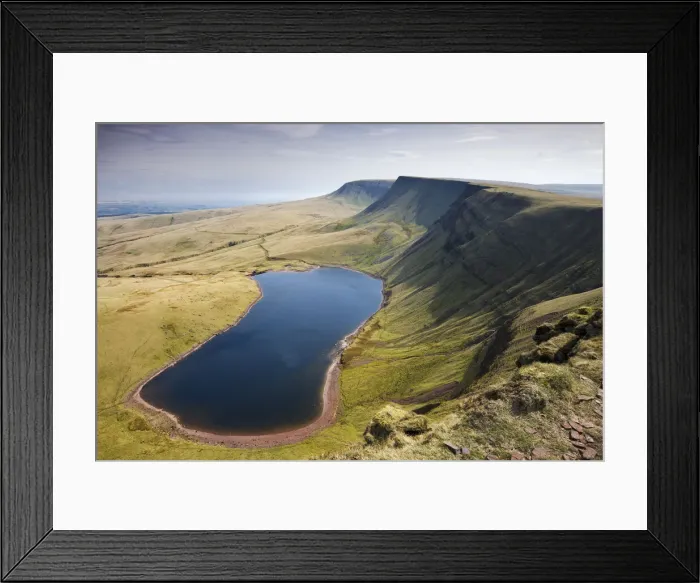 Framed Print : Looking down to Llyn y Fan Fach and the Bannau Sir Gaer ridge from Waun Lefrith in the Carmarthen Fans, Black Mountain, Brecon Beacons National Park, Carmarthenshire, Wales, UK. Spring (April) 2010 Framed Print : Looking down to Llyn y Fan Fach and the Bannau Sir Gaer ridge from Waun Lefrith in the Carmarthen Fans, Black Mountain, Brecon Beacons National Park, Carmarthenshire, Wales, UK. Spring (April) 2010