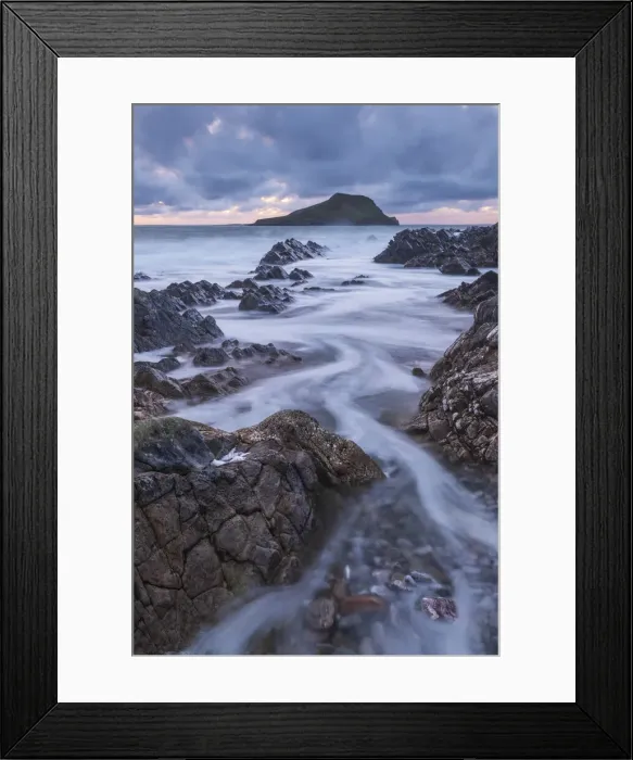 Framed Print : Worms Head at twilight off the coast of the Gower Peninsula, South Wales, UK. Autumn (November) 2021 Framed Print : Worms Head at twilight off the coast of the Gower Peninsula, South Wales, UK. Autumn (November) 2021