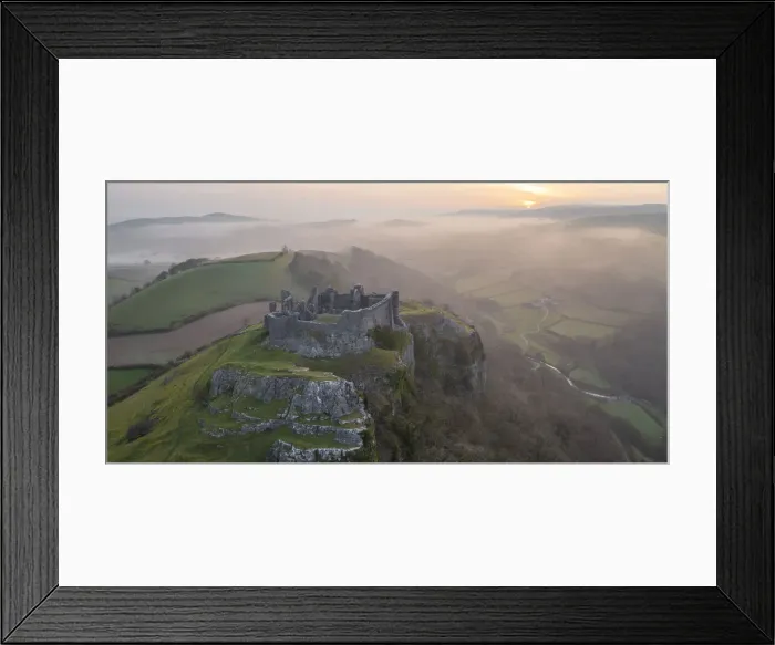 Framed Print : Carreg Cennen Castle at sunrise on a misty early Spring morning, Brecon Beacons National Park, Carmarthenshire, Wales. Spring (March) 2022 Framed Print : Carreg Cennen Castle at sunrise on a misty early Spring morning, Brecon Beacons National Park, Carmarthenshire, Wales. Spring (March) 2022
