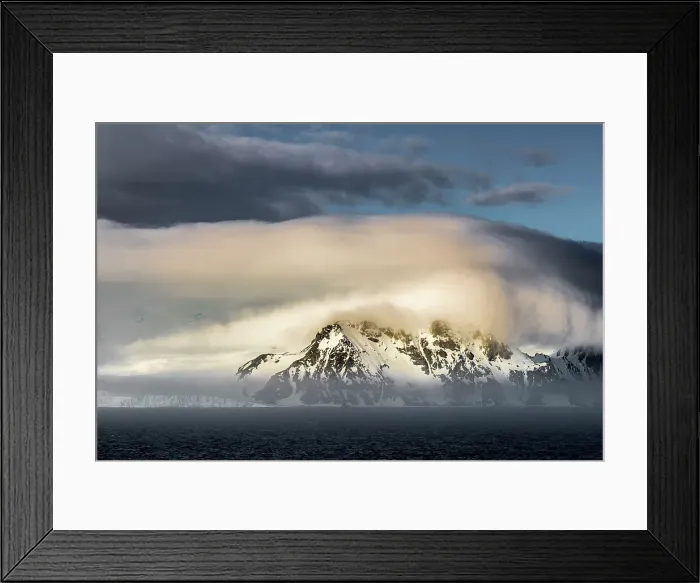 Framed Print : Low cloud on mountain on Half Moon Island, South Shetland Islands, Antarctica Framed Print : Low cloud on mountain on Half Moon Island, South Shetland Islands, Antarctica