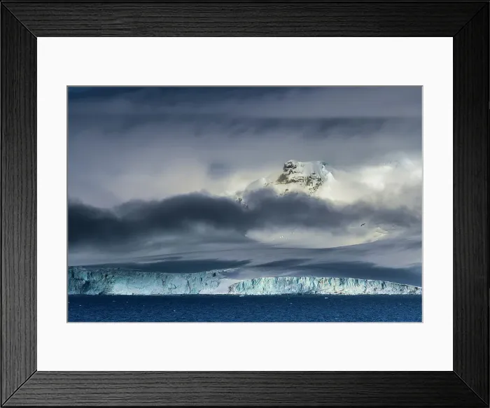 Framed Print : Low cloud on mountain and glacier, Livingstone Island, Antarctica Framed Print : Low cloud on mountain and glacier, Livingstone Island, Antarctica