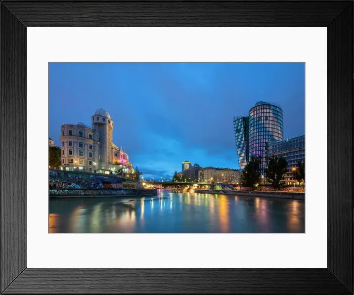 Framed Print : Illuminated Urania Observatory and Uniqa Tower at twilight, Innere Stadt, Vienna, Austria Framed Print : Illuminated Urania Observatory and Uniqa Tower at twilight, Innere Stadt, Vienna, Austria