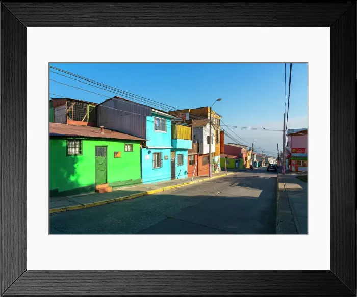 Framed Print : Street with colorful houses, Cerro La Florida, Valparaiso, Valparaiso Province, Valparaiso Region, Chile Framed Print : Street with colorful houses, Cerro La Florida, Valparaiso, Valparaiso Province, Valparaiso Region, Chile