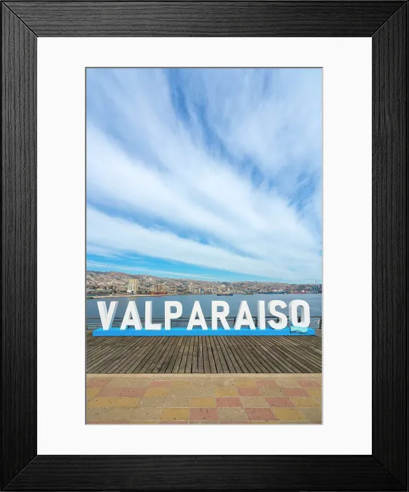 Framed Print : Valparaiso sign with city in background, Baron pier, Valparaiso, Valparaiso Province, Valparaiso Region, Chile Framed Print : Valparaiso sign with city in background, Baron pier, Valparaiso, Valparaiso Province, Valparaiso Region, Chile