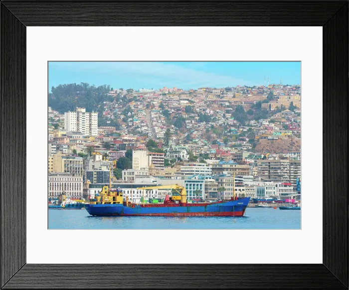 Framed Print : Ship near Port of Valparaiso with city in background, Valparaiso, Valparaiso Province, Valparaiso Region, Chile Framed Print : Ship near Port of Valparaiso with city in background, Valparaiso, Valparaiso Province, Valparaiso Region, Chile