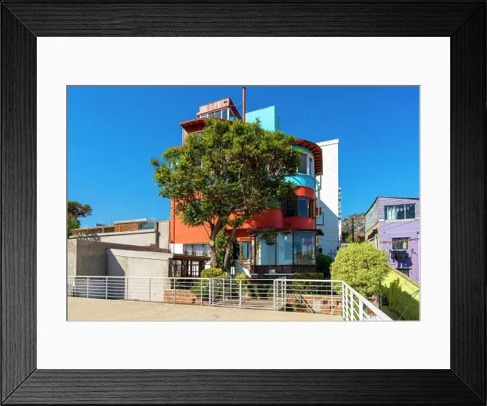 Framed Print : La Sebastiana Museo de Pablo Neruda in Valparaiso on sunny day, Valparaiso Province, Valparaiso Region, Chile