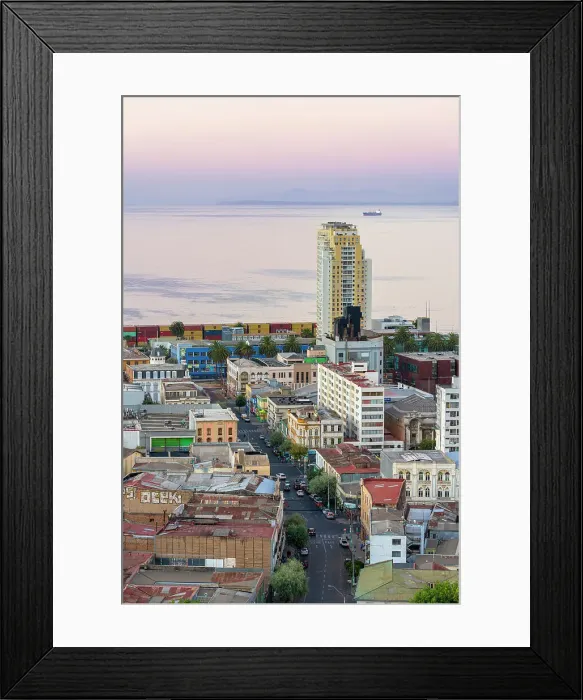 Framed Print : Elevated view of houses in city center at dusk, Valparaiso, Valparaiso Province, Valparaiso Region, Chile Framed Print : Elevated view of houses in city center at dusk, Valparaiso, Valparaiso Province, Valparaiso Region, Chile